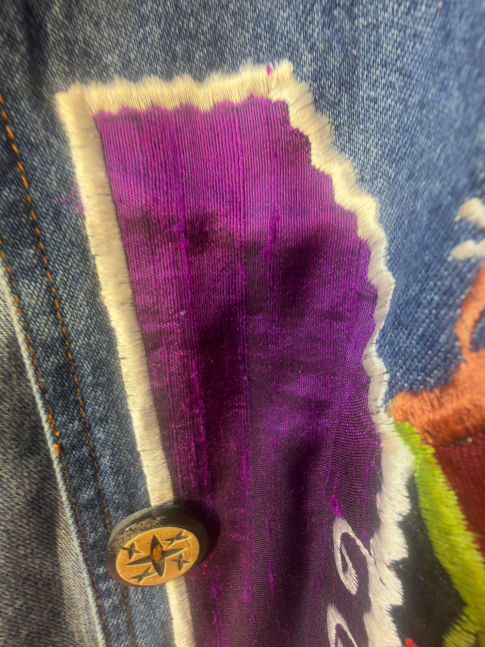 Indigo Multicolor Embroidered Denim Jacket - Picture 4 of 9